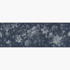 Artwork of a panoramic wallpaper mural featuring a moody monochrome floral in soft moonlit tones on navy
