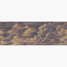 Artwork of a panoramic wallpaper mural featuring billowing clouds bathed in warm peach and dusky violet