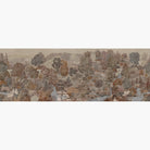 Artwork of a panoramic wallpaper mural featuring a rolling Yorkshire scene in warm clays, soft plums, and rusted greens