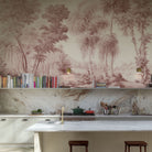 An interiorkitchen featuring a panoramic matte wallpaper mural of rose forest