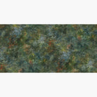 Artwork of a panoramic wallpaper mural featuring moody nettle-green panoramic mural with sage, charcoal, rust accents.