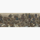 Artwork of a panoramic wallpaper mural featuring a sweeping countryside view in deep olive, slate, and ash tones