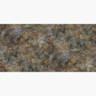 Artwork of a panoramic wallpaper mural featuring misty painterly mural in fennel, sage, olive, indigo, ochre.