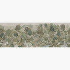 Artwork of a panoramic wallpaper mural featuring a serene Yorkshire countryside with cattle, boats, and soft green trees